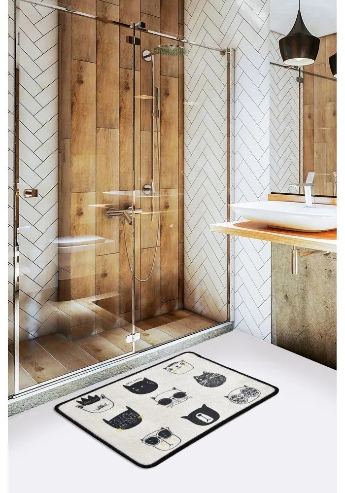 Черен-бежов килим за баня 40x60 cm Cutie – Foutastic