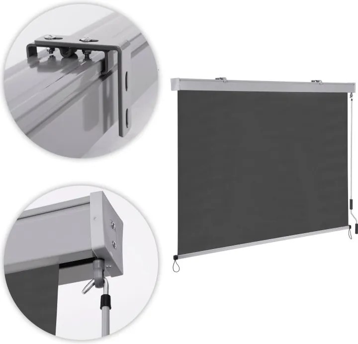 Вертикална тента за балкон 171 x 240 cm - засенчваща ролетна щора за балкон и тераса, сива