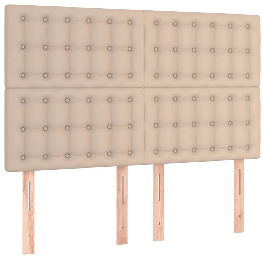 3116427 vidaXL Табла за легло, цвят капучино, 144x5x118/128 см, изкуствена кожа