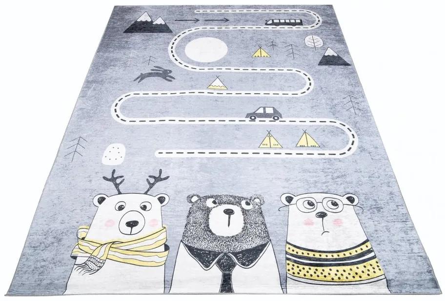 Детски килим с мотиви на животни и пътища  Ширина: 80 см | Дължина: 150 см