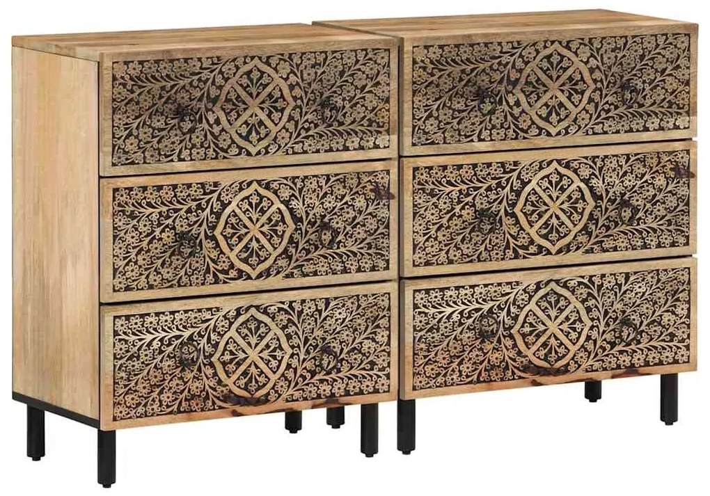 Sonata H Странични шкафове 2 бр 60x33x75 см манго масивно дърво