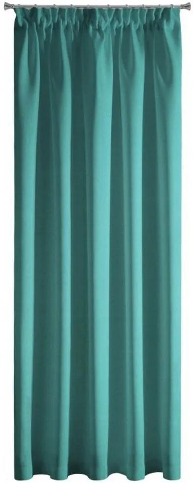 Тюркоазена едноцветна завеса с панделка 140 x 270 cm