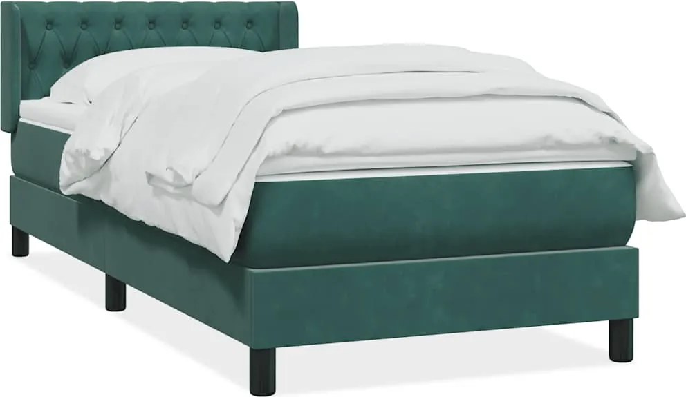 3318354 vidaXL Боксспринг легло с матрак, тъмнозелено, 90x210 см, кадифе
