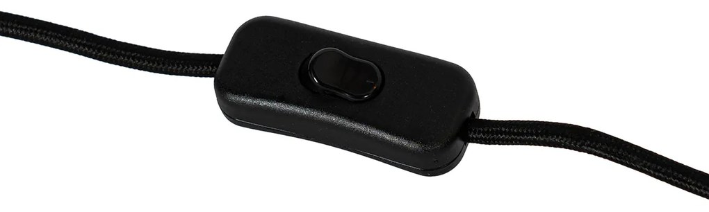 Скандинавска настолна лампа черна с бял ленен абажур - Лоти