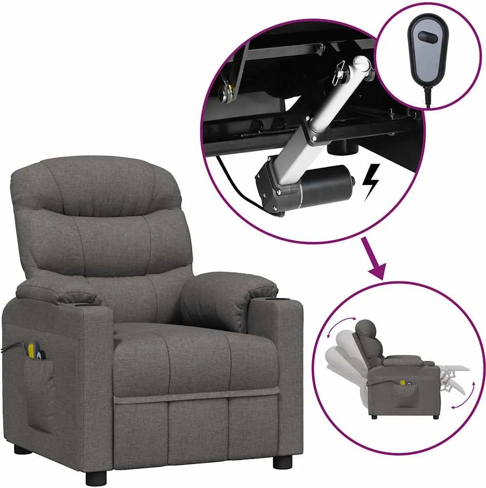 3143504 vidaXL Електрически масажен стол, тъмносив, текстил