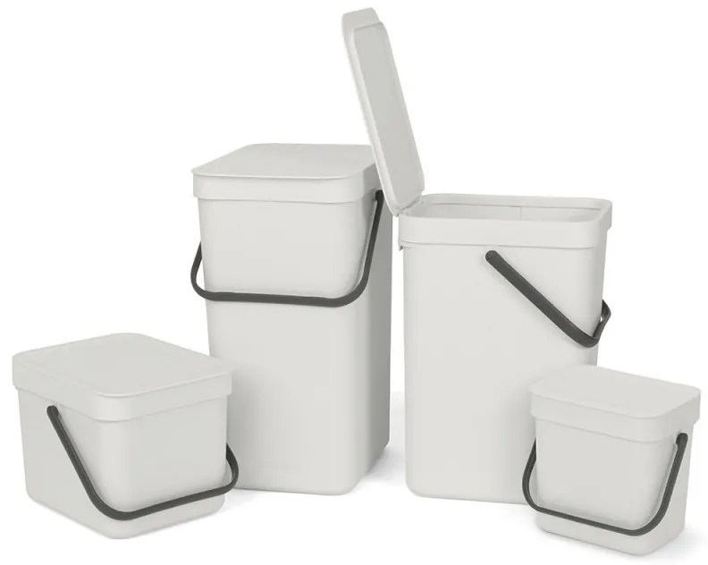 Кош за разделно събиране на боклук Brabantia Sort&Go 1005521, 25 л, Дръжка, Възможност за стенен монтаж, Светлосив