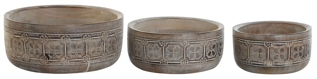 Украса за център на маса DKD Home Decor Бял Естествен Индианец 30,5 x 30,5 x 12,7 cm (3 Части)