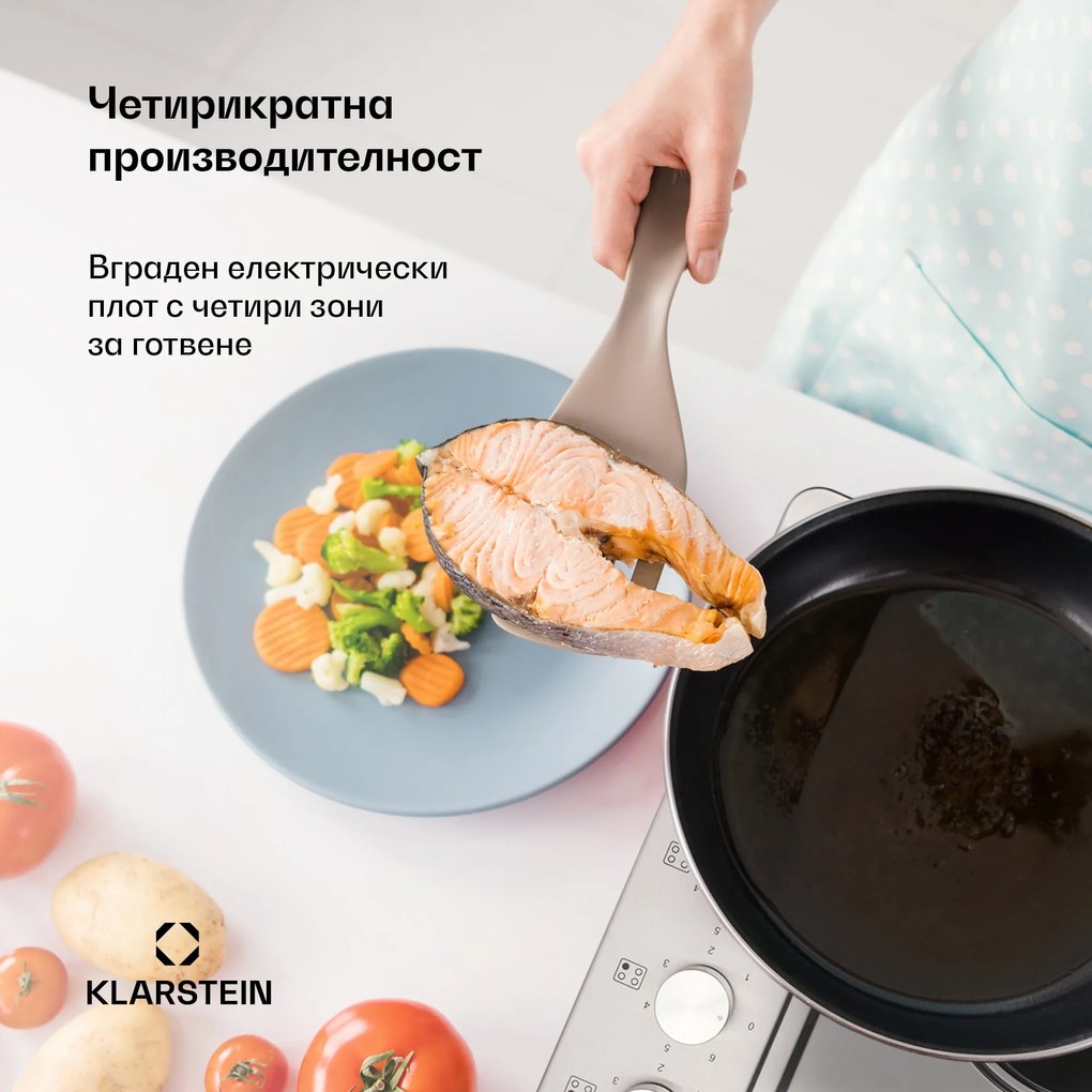 Klarstein Appetito 4, електрически плот, 4 плочи, 6 степени на мощност, 5500 вата, неръждаема стомана