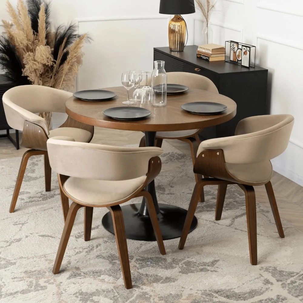 Тапициран кадифен фотьойл GARY - различни цветови варианти орех - бежов