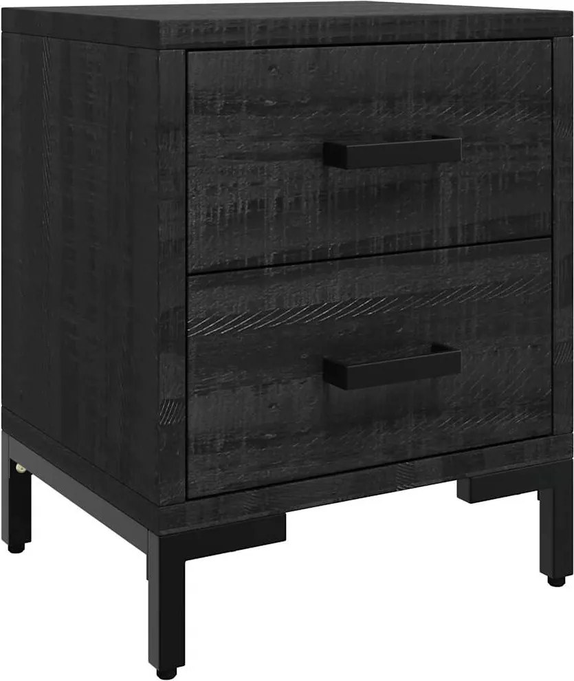 349912 vidaXL Нощно шкафче, черно, 36x30x45 см, бор масив
