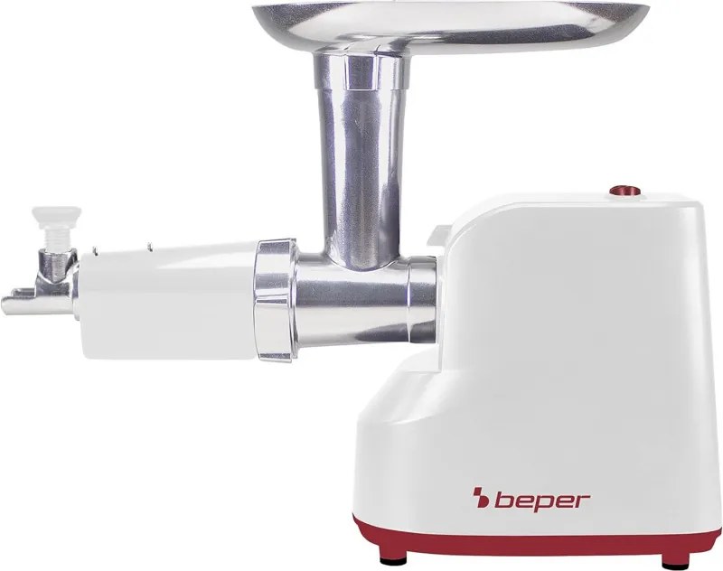 Месомелачка с приставка за домати Beper P102ROB200, 1200W, 3 ножа, ABS, Обратна функция, Бял