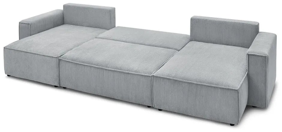 Светлосив велурен U-образен разтегателен диван Nihad - Bobochic Paris