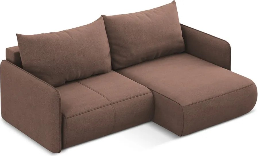 Розов разтегателен ъглов диван с място за съхранение (десен ъгъл) Nanea – Makamii