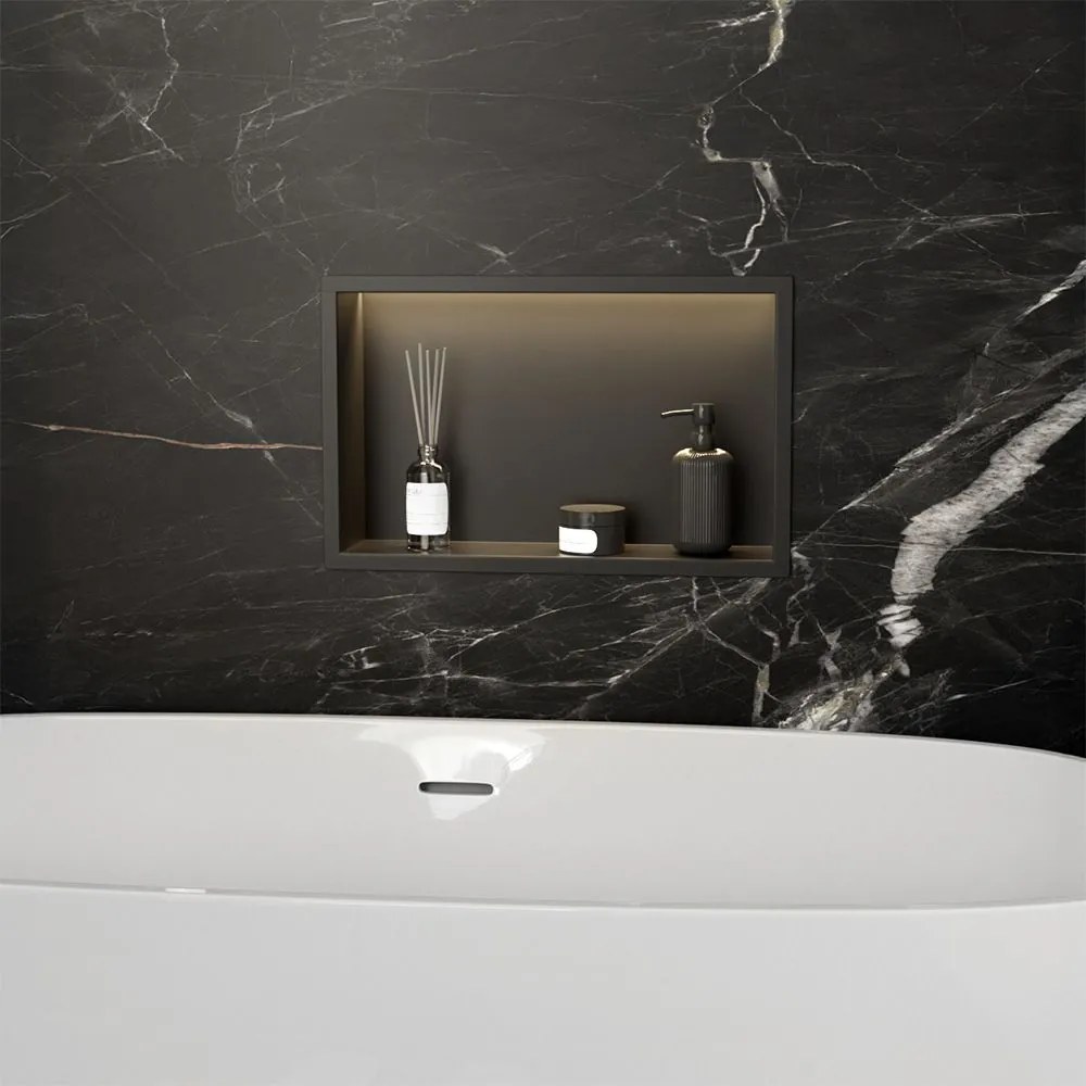 Вграден рафт за баня LED 30x45 black