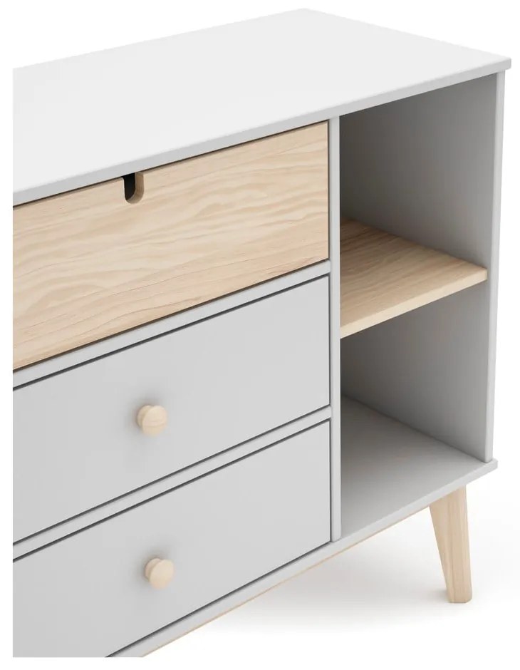 Бял нисък детски скрин 90x40 cm Estefania – Marckeric