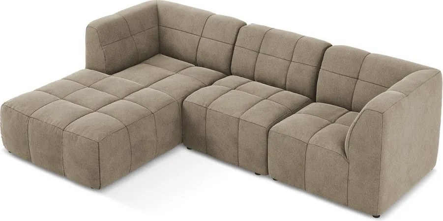 Кафяв кадифен ъглов диван (ляв ъгъл) Aloha – Makamii