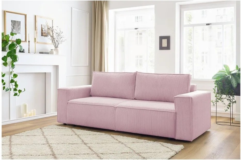 Светлорозов диван от велур 245 cm Nihad - Bobochic Paris