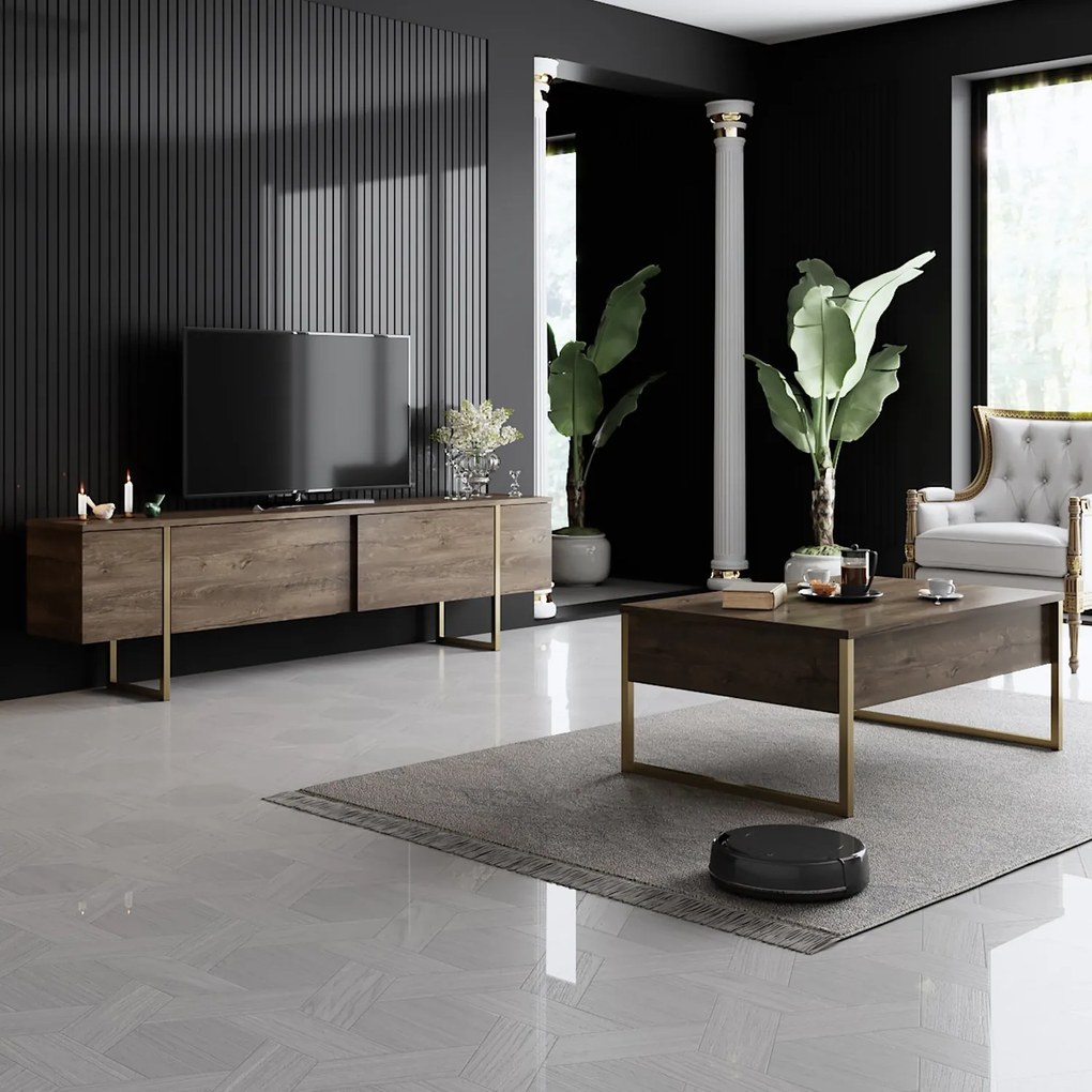 Кафе маса Luxe, цвят Орех Златен