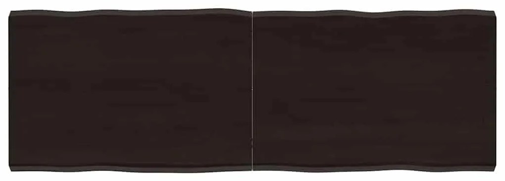 364022 vidaXL Плот за маса тъмнокафяв 120x40x(2-4) см обработен масивен дъб