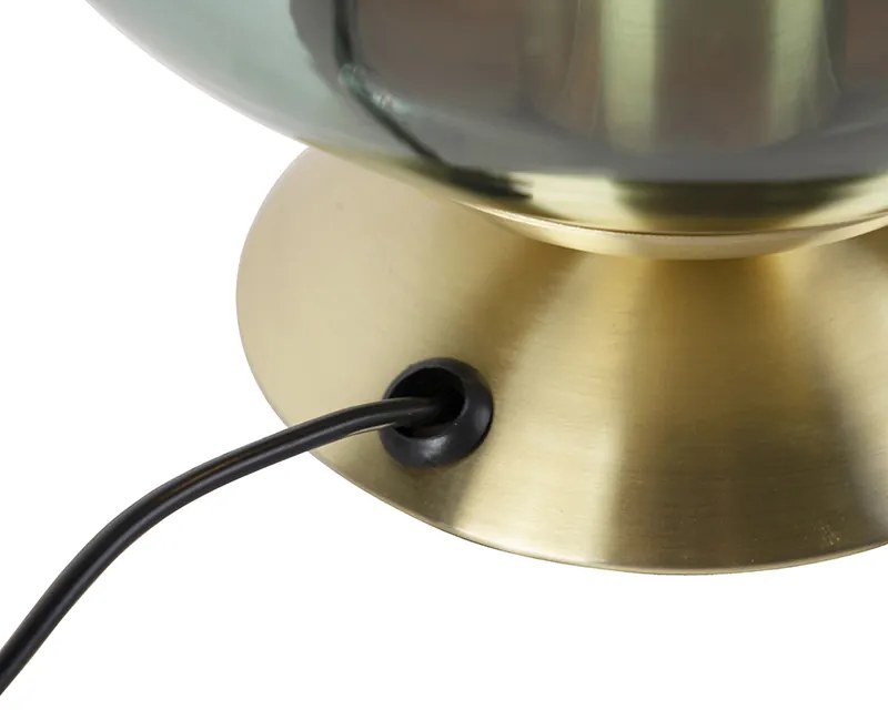 Лампа за маса в стил Арт Деко месинг със зелено стъкло - Pallon