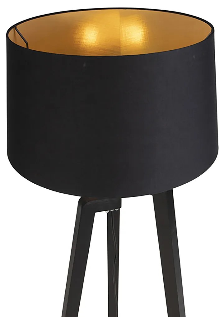 Интелигентна подова лампа с абажур черен със злато 50 см с Wi-Fi A60 - Puros