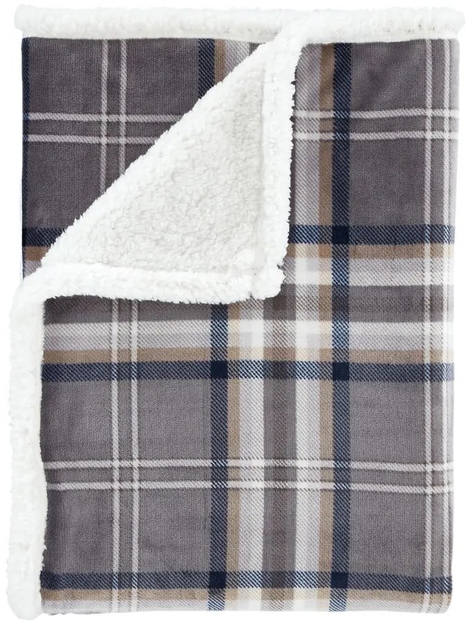 Сиво одеяло от шерпа 130x170 cm Kelso Check – Catherine Lansfield