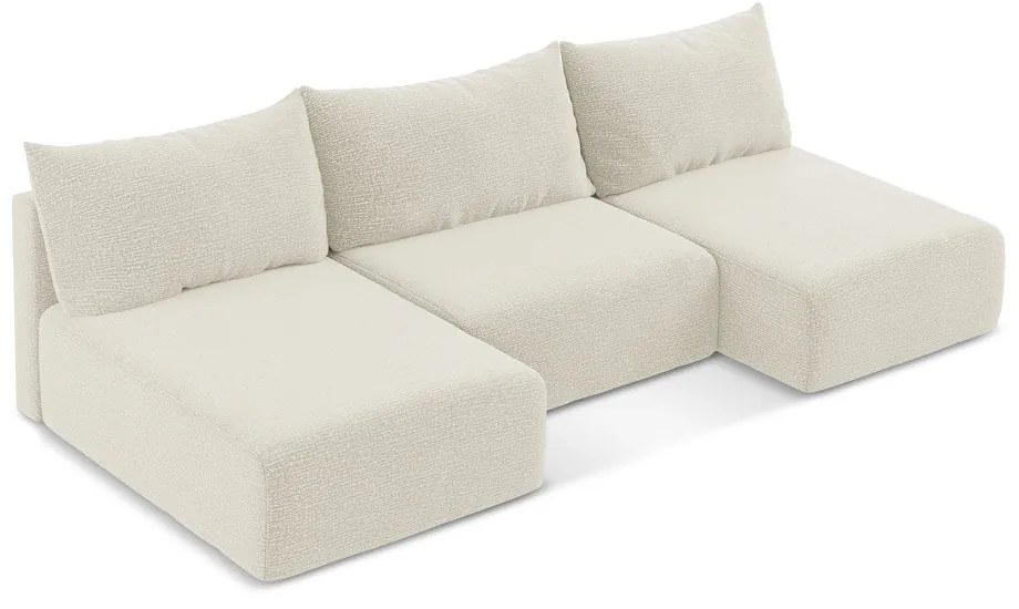 Кремав разтегателен ъглов диван с място за съхранение Kalena – Makamii