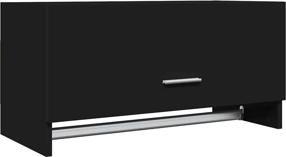 808243 vidaXL Гардероб, черен, 70x32,5x35 см, инженерно дърво