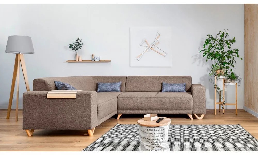 Кафяв разтегателен/с място за съхранение ъглов диван (ляв ъгъл/L форма) Classy Sophie – Miuform