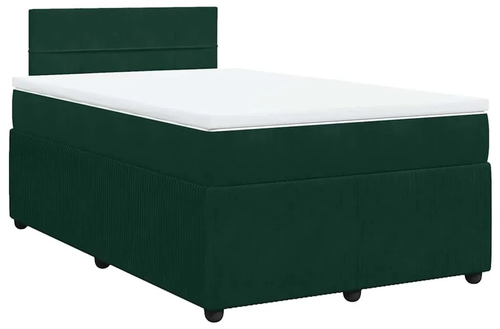 3287713 vidaXL Боксспринг легло с матрак, тъмнозелено, 120x200 см, кадифе