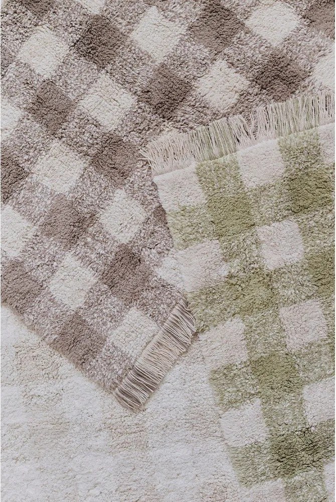 Зелен ръчно изработен памучен детски килим подходящ за пране 90x120 cm Vichy – Lorena Canals