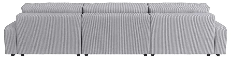 Светлосив ъглов диван с място за съхранение от рипсено кадифе Sara – Ropez