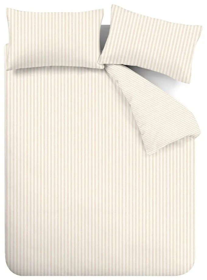 Бежово/кремаво фланелено спално бельо за двойно легло 200x200 cm - Catherine Lansfield