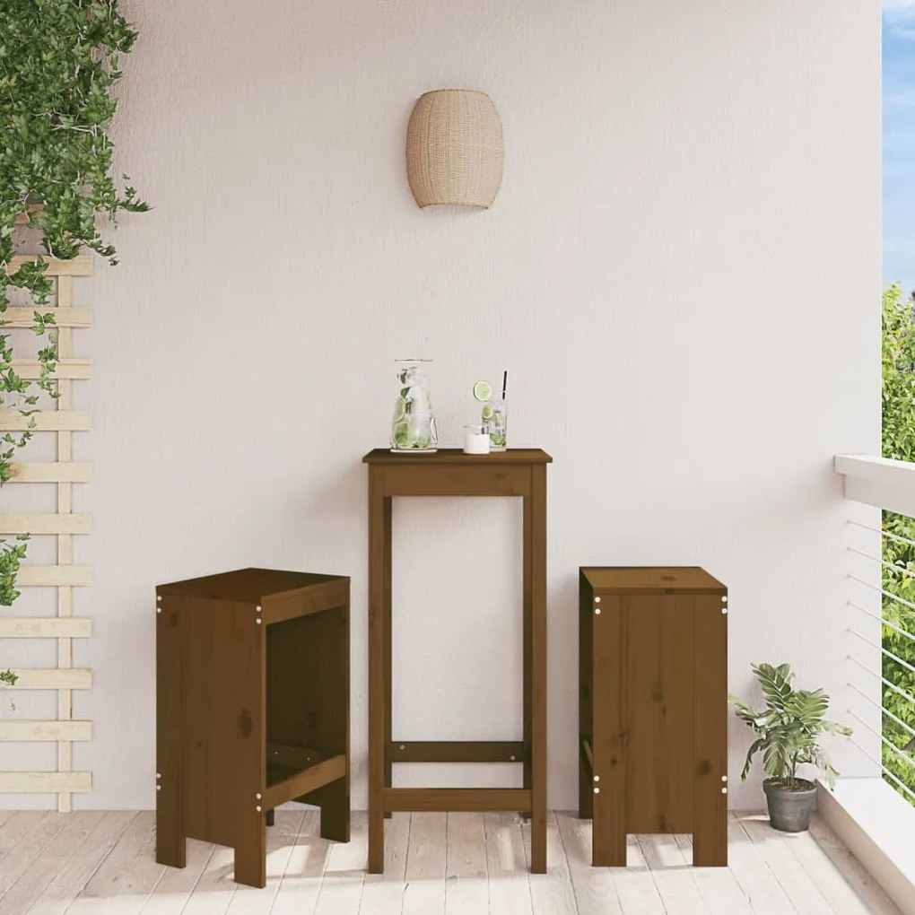 Sonata H Бар табуретки 2 бр меденокафяви 40x36x75 см бор масив