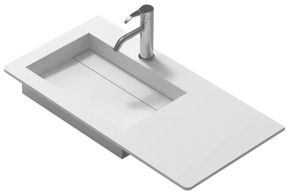 Мивка за баня ICB 38130L, монтаж върху плот, твърда повърхност, бял, 120x46x11см