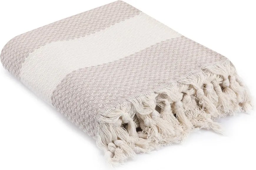 Бежова памучна покривка за легло Şeritli, 200 x 230 cm Seritli - Viaden