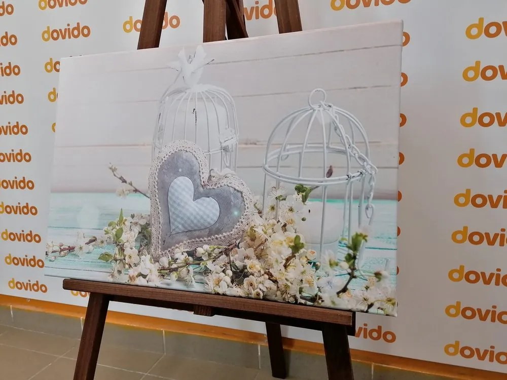 Картина на платно – Винтидж сърчице и фенерчета