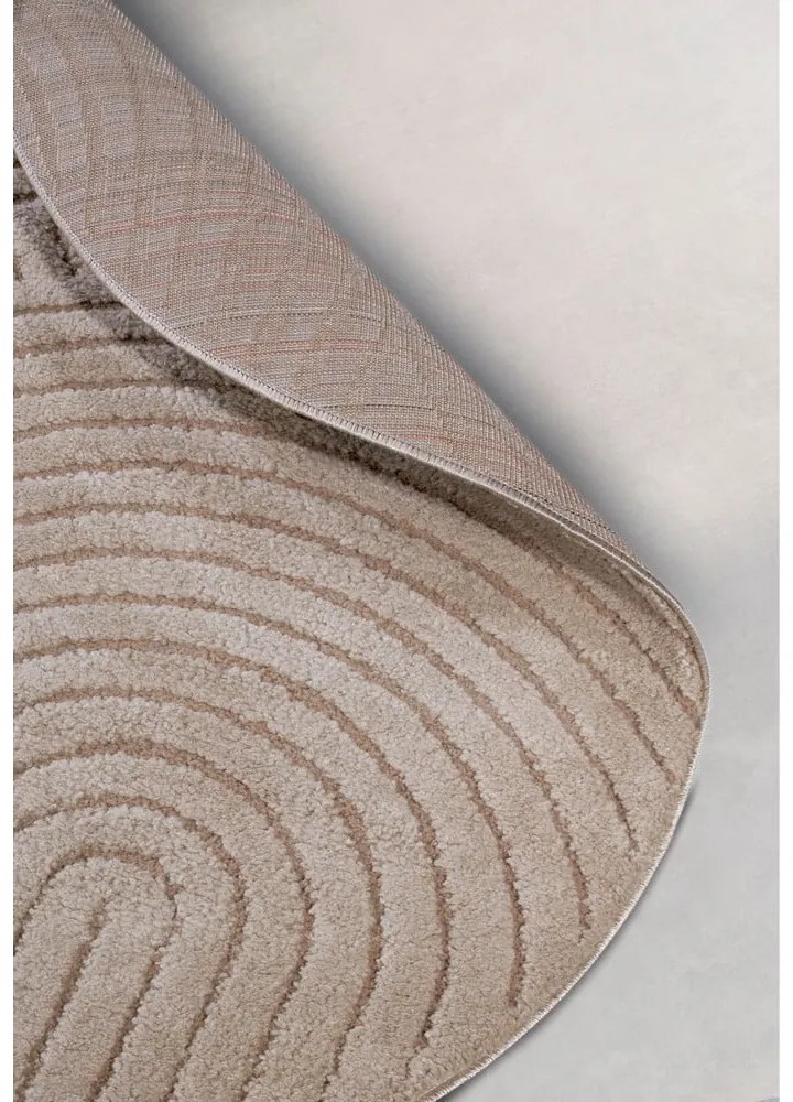 Кафяво-сив кръгъл килим ø 160 cm Panglao New York Taupe – Elle Decoration