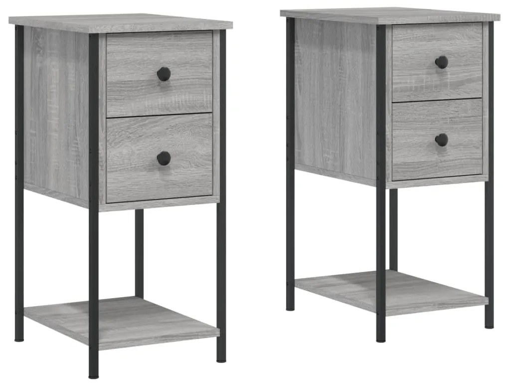 826100 vidaXL Нощни шкафчета, 2 бр, сив сонома, 32x42x70 см, инженерно дърво