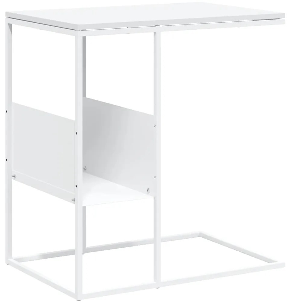 343107 vidaXL Странична маса, бяла, 55x36x59,5 см, инженерно дърво