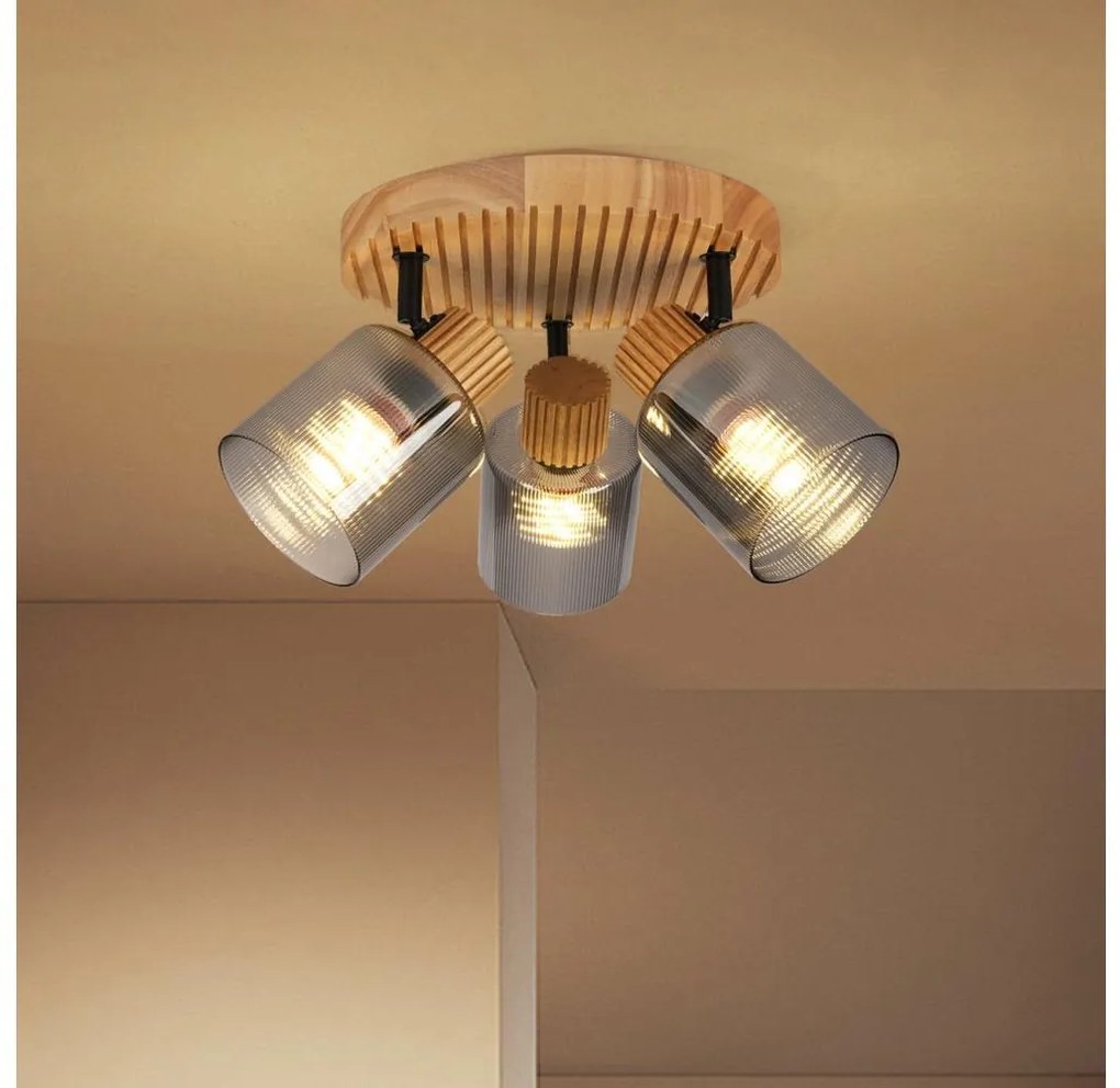 Brilagi - Точково осветително тяло HYGGE 3xE14/15W/230V каучуково дърво/опушено