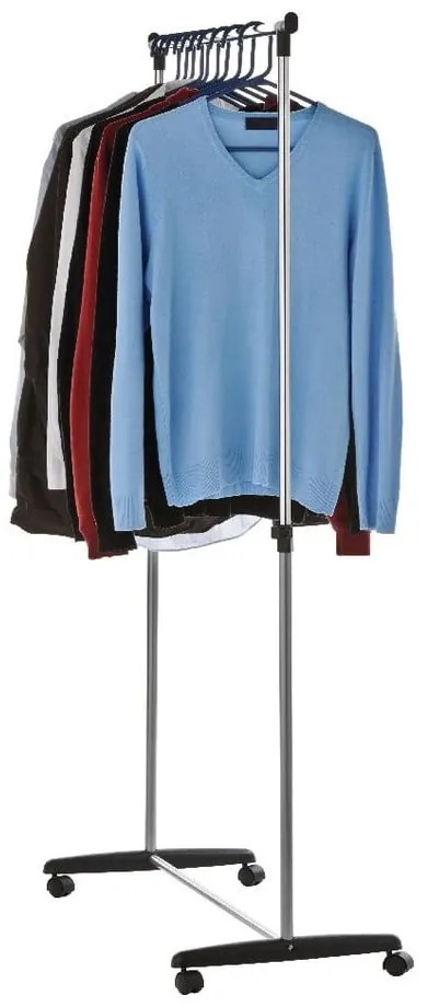 Метална телескопична стойка за дрехи на колелца в сребрист цвят – Premier Housewares