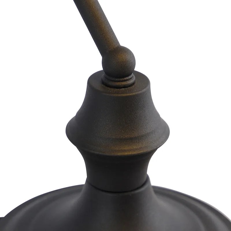 Класическа нотариална лампа черна с опалово стъкло - Banker