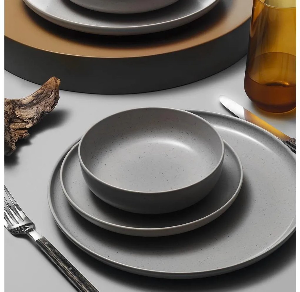 Комплект за хранене 8 части, сив/порцелан