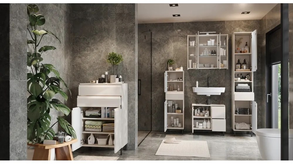 Кремав нисък шкаф за мивка 60x56 cm Salinas – Germania