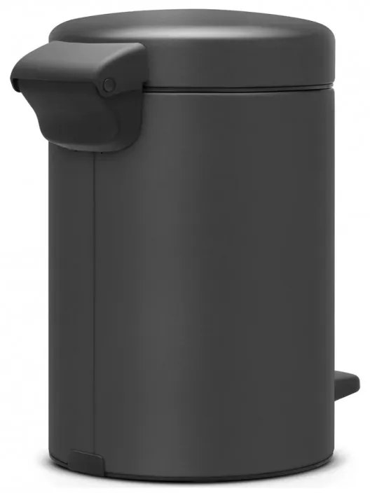 Кош за боклук с педал Brabantia NewIcon 1001102, 3 л, Плавно затваряне, Противоплъзгаща основа, Минерално покритие, Тъмносив