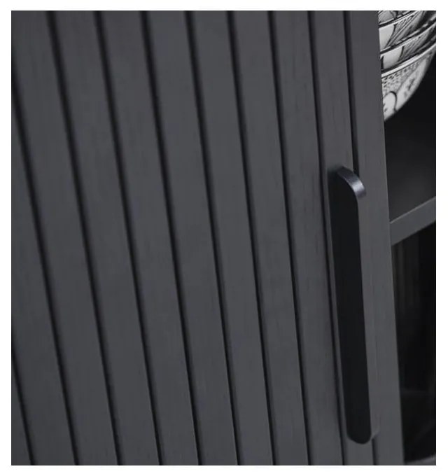 Черна телевизионна масичка от дъб 56x180 cm Nola - Unique Furniture