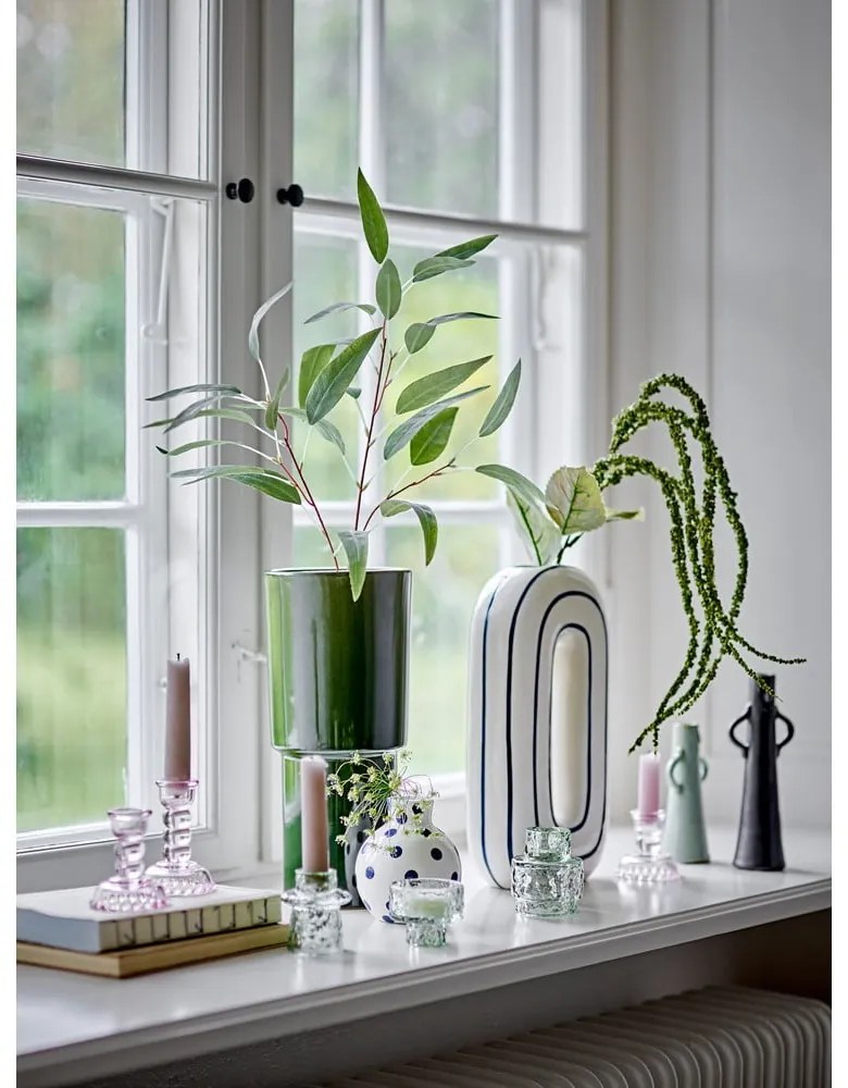 Бяла керамична ръчно рисувана ваза (височина 11 cm) Fian – Bloomingville