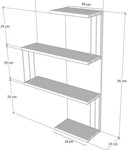 Подова етажерка с декор от бор в бял и естествен цвят 64 cm Cambel - Kalune Design