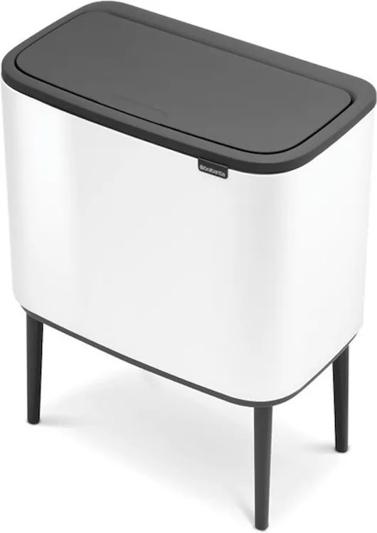 Кош за боклук Brabantia Bo Touch 651110, 11+23 л, Плавно и безшумно отваряне, Голям отвор, Бял